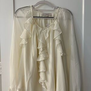 LOFT Ivory Ruffle Blouse